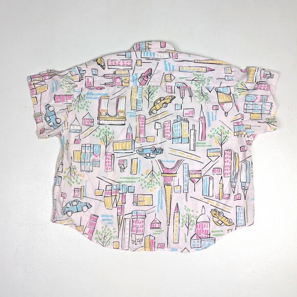 Vtg Liz Kids Shirt Boys Sz 7-8 90s Button Down City Cars All Over Print Retro - Picture 3 of 8